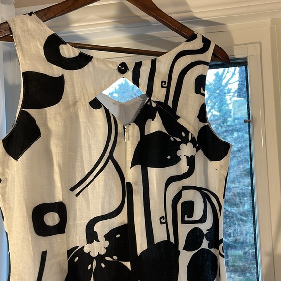 Steilmann Black and White linen Floral Midi Dress (lined). - Picture 2 of 3
